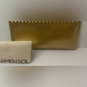 Carmen Sol metallic gold "Julian Pochette" clutch trimmed with studs waterproof